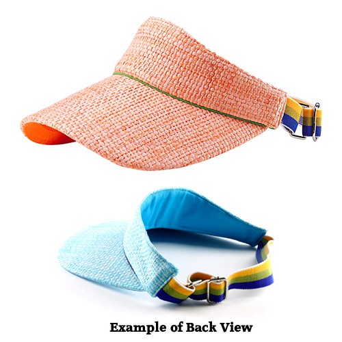 Straw Visor Hats - Straw w/ Cotton Lining And Elastic Band - HT-8405OG Straw Visor Hats - Straw w/ Cotton Lining And Elastic Band - HT-8405OG